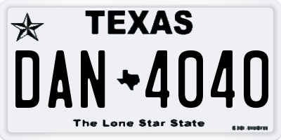 TX license plate DAN4040