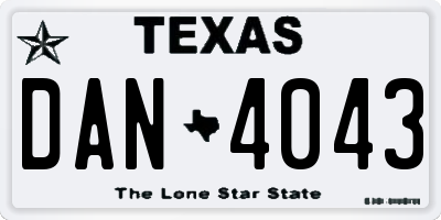 TX license plate DAN4043