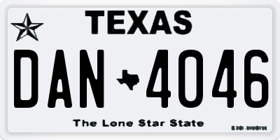 TX license plate DAN4046