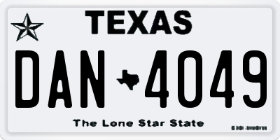 TX license plate DAN4049