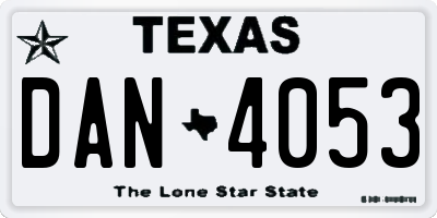 TX license plate DAN4053