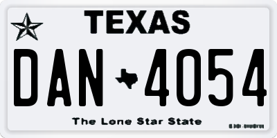 TX license plate DAN4054