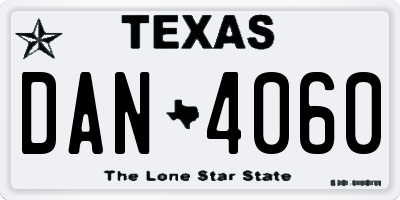 TX license plate DAN4060