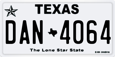 TX license plate DAN4064