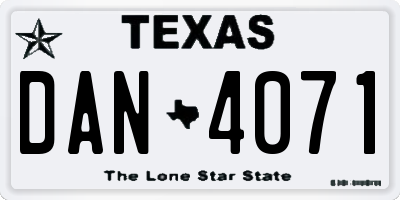 TX license plate DAN4071