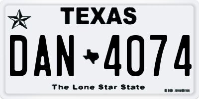 TX license plate DAN4074