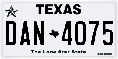 TX license plate DAN4075