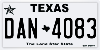 TX license plate DAN4083