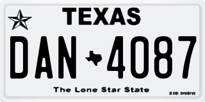 TX license plate DAN4087