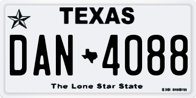 TX license plate DAN4088