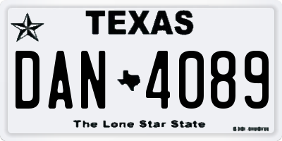 TX license plate DAN4089