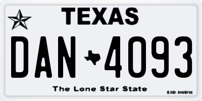 TX license plate DAN4093