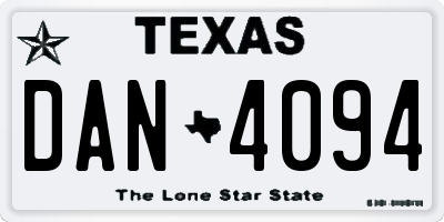 TX license plate DAN4094