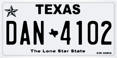 TX license plate DAN4102