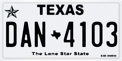 TX license plate DAN4103