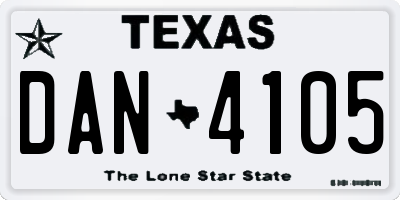 TX license plate DAN4105