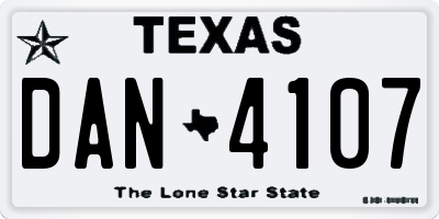 TX license plate DAN4107