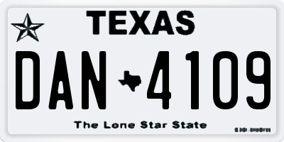 TX license plate DAN4109