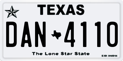 TX license plate DAN4110