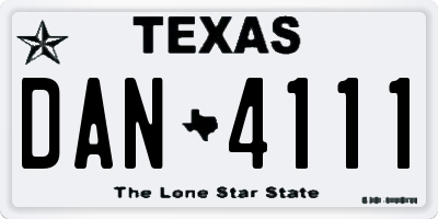 TX license plate DAN4111