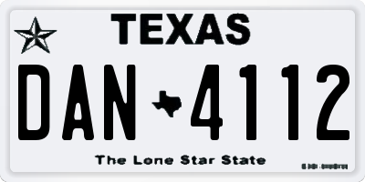 TX license plate DAN4112