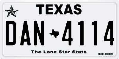 TX license plate DAN4114