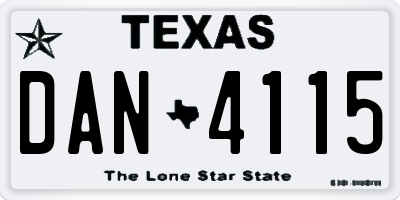 TX license plate DAN4115