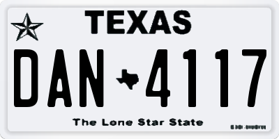 TX license plate DAN4117