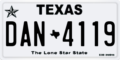 TX license plate DAN4119