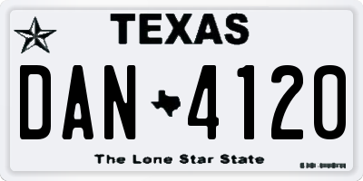 TX license plate DAN4120