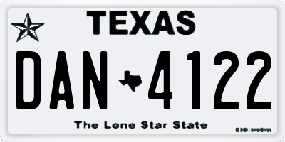 TX license plate DAN4122