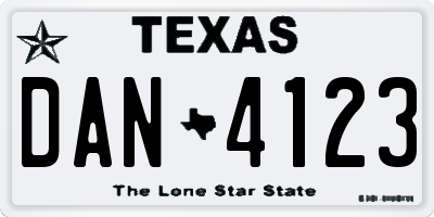 TX license plate DAN4123