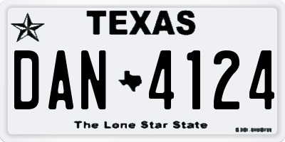 TX license plate DAN4124