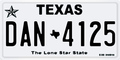TX license plate DAN4125