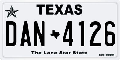 TX license plate DAN4126