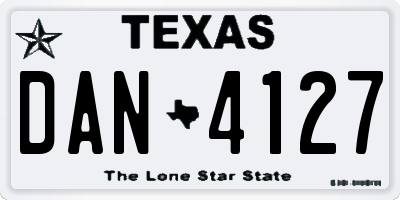 TX license plate DAN4127