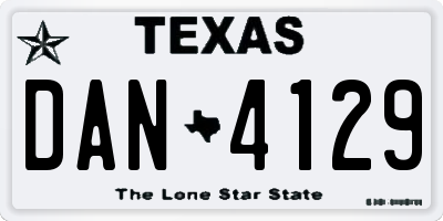 TX license plate DAN4129