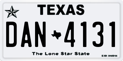 TX license plate DAN4131