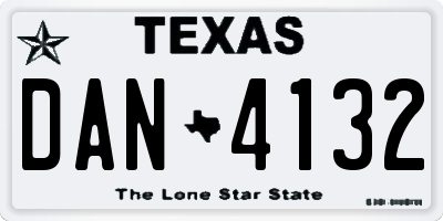 TX license plate DAN4132