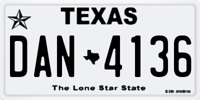 TX license plate DAN4136