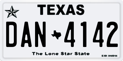 TX license plate DAN4142