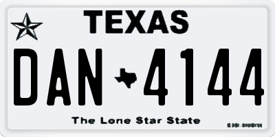 TX license plate DAN4144