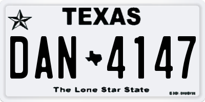 TX license plate DAN4147