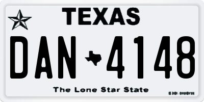 TX license plate DAN4148