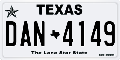 TX license plate DAN4149