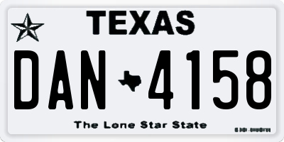 TX license plate DAN4158
