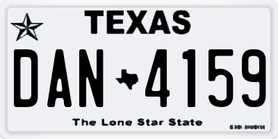 TX license plate DAN4159