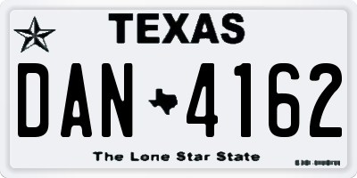 TX license plate DAN4162