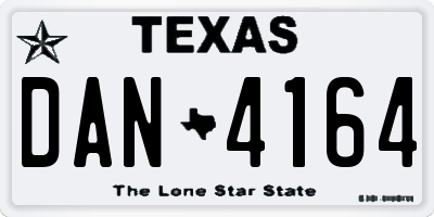 TX license plate DAN4164