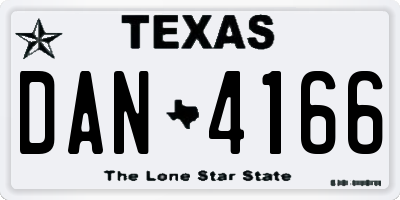 TX license plate DAN4166